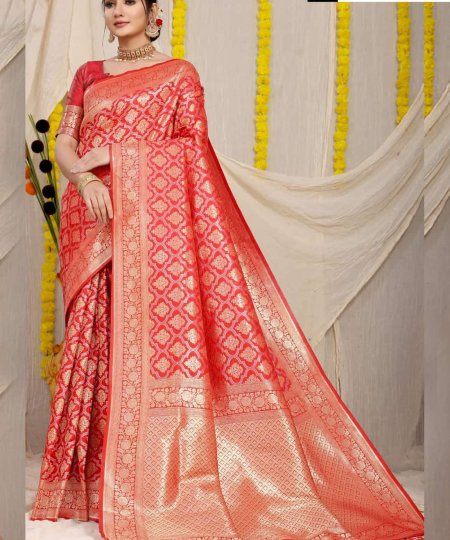 Unique Red silk saree for wedding Ceremony dvz0003537