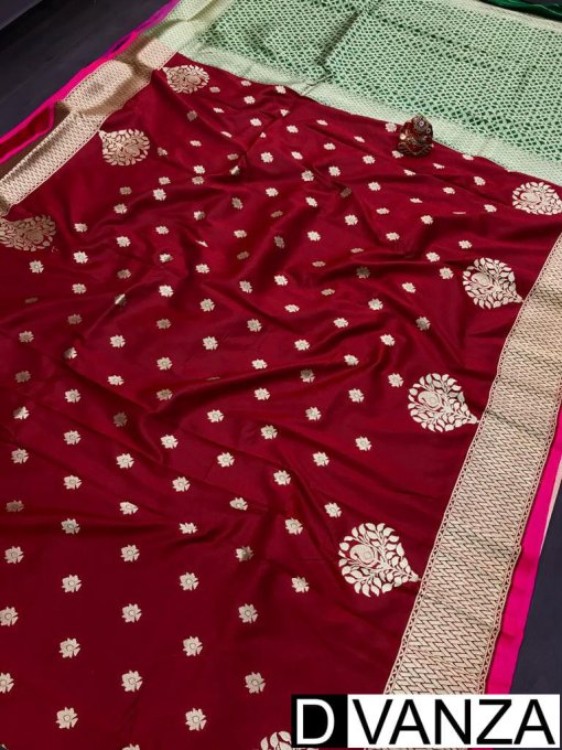 Unique maroon Super Soft Banarasi Silk Fancy Saree dvz0003500