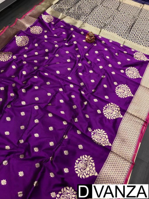 Unique purple Super Soft Banarasi Silk Fancy Saree dvz0003500