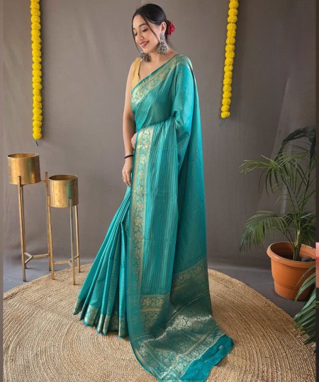 Unique sky color woven Silk Saree dvz0003994-3