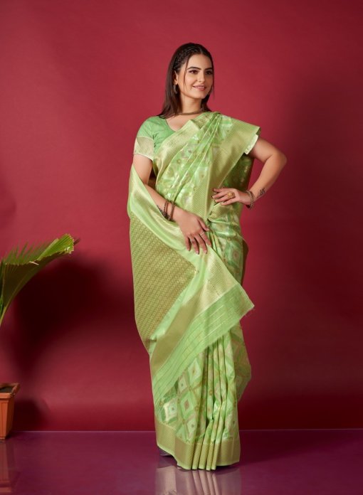 Women Green Trending Linen silk woven Saree dvz0003528