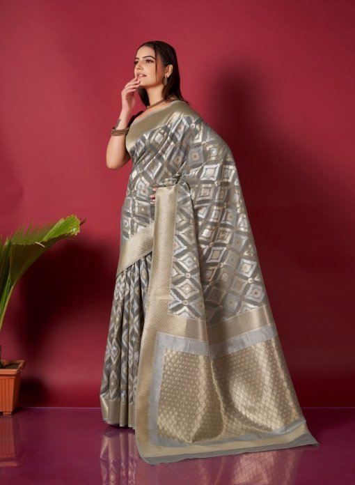 Women Grey Trending Linen silk woven Saree dvz0003528