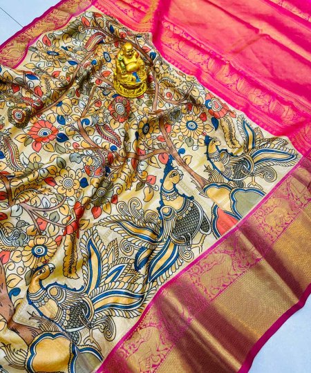 Womens Beautiful Pattu Kalamkari saree dvz0003525