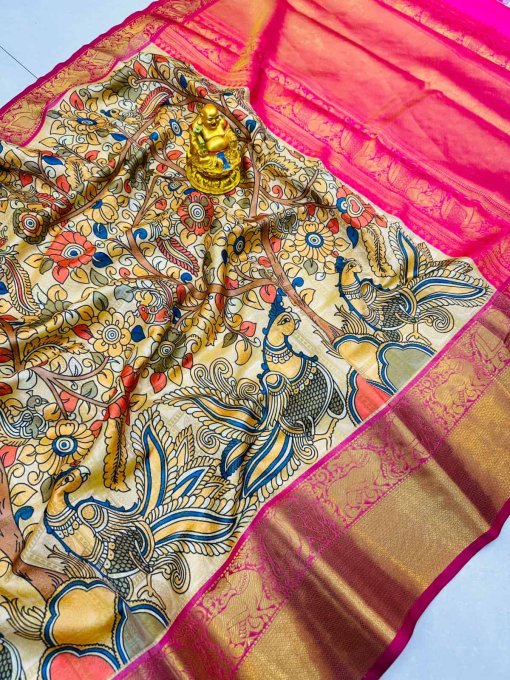 Womens Beautiful Pattu Kalamkari saree dvz0003525