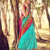 Women's Beautiful Printed Linen check pattern saree dvz0002577