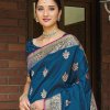Women's Blue Soft silk saree dvz0002351-2