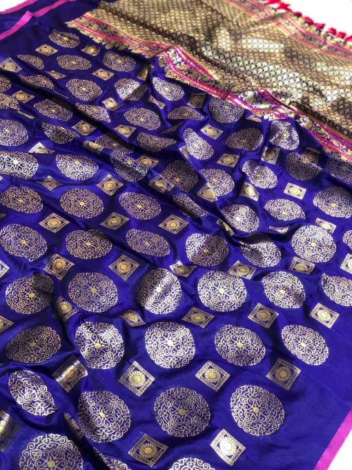 Womens Designer Banarasi silk saree with Blouse (Purple) dvz0001630