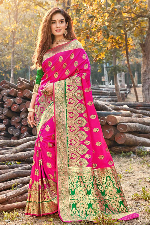 Womens Pink Soft Silk Saree Silk Sarees Online India Dvz0001114