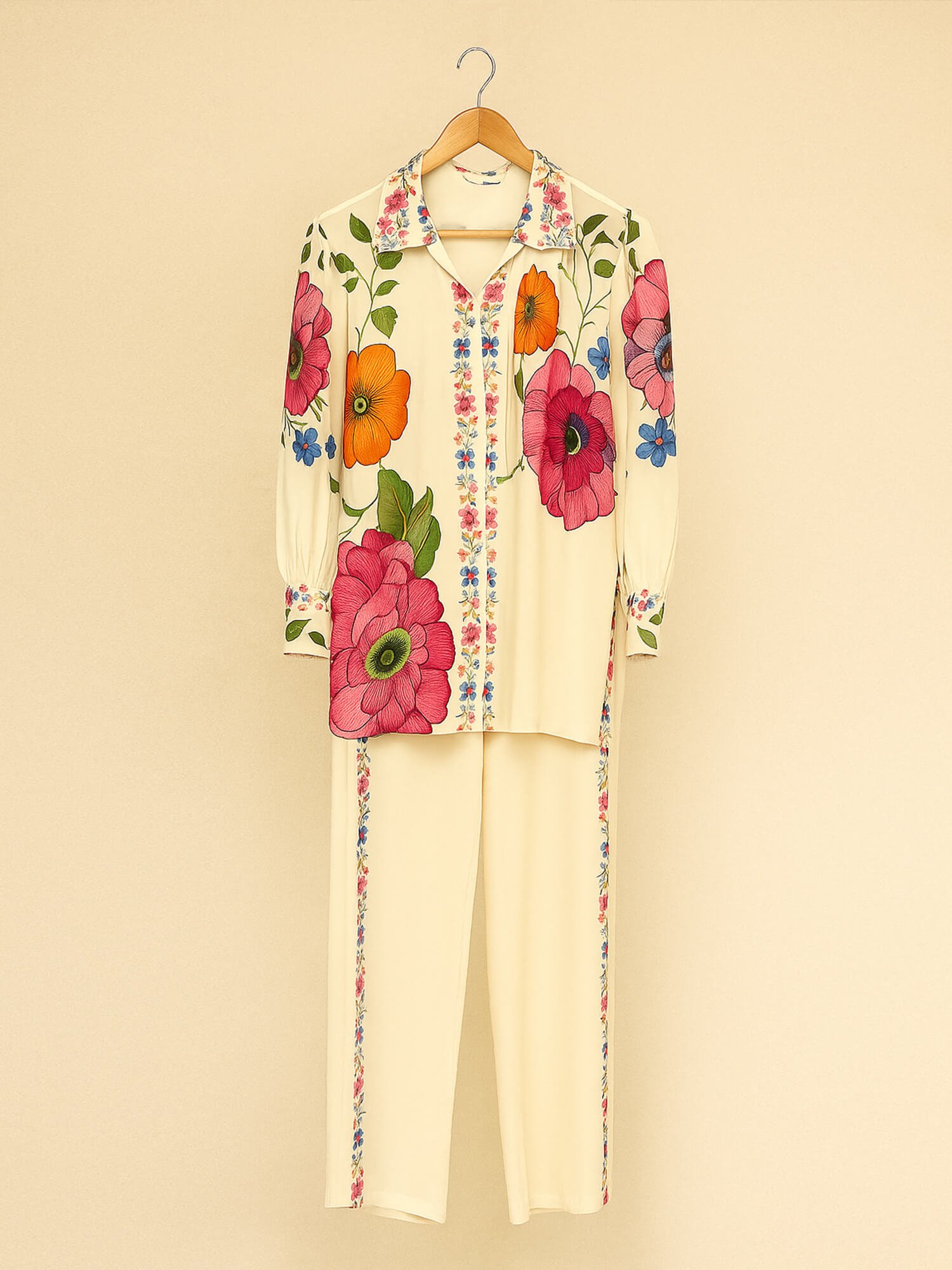 Womens Trendy Flower Printed Poly Cotton Co-ord Set DV443