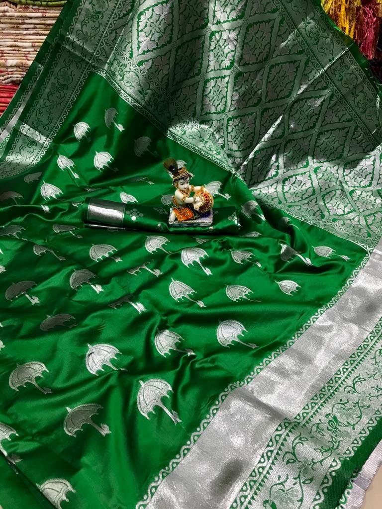 Women's Trendy Green Colour Soft silk traditional saree dvz0001693