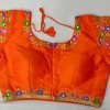 Women's orange Heavy phantom cloth with thread work Blouse dvz0001029