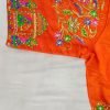 Women's orange Heavy phantom cloth with thread work readymade Blouse dvz0001029