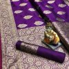 Women's super soft banarasi silk saree in Purple dvz0001677