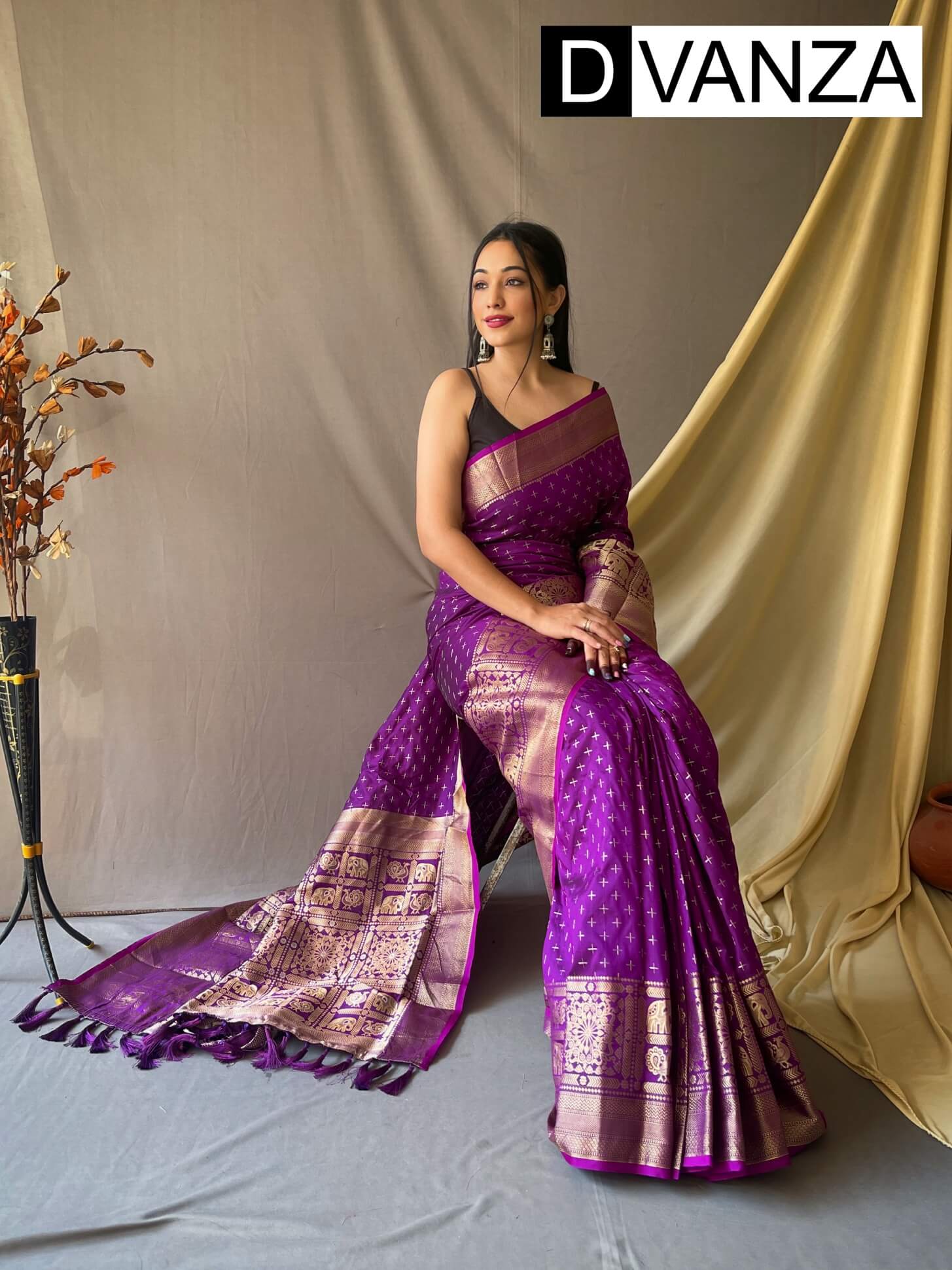 Woven Design Kanjeevaram Saree in Purple dvz0003318-2