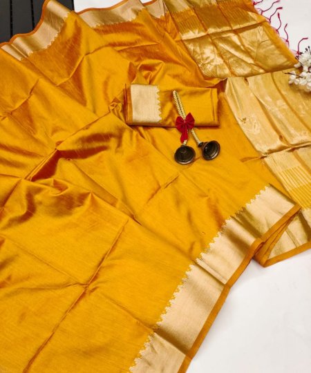 Yellow Tussar silk woven Saree dvz0003958