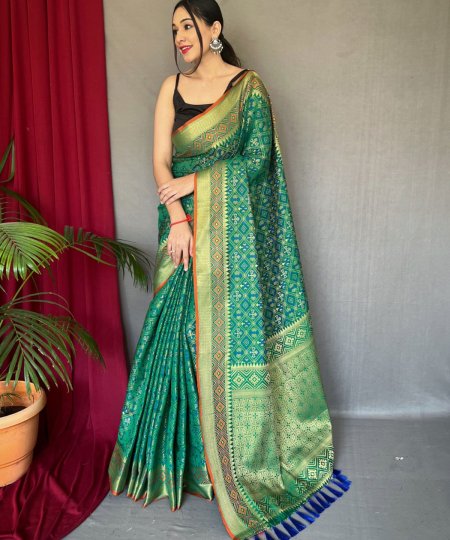 A pure Patola silk saree with contrast Meenakari and a rich pallu - dvz000359