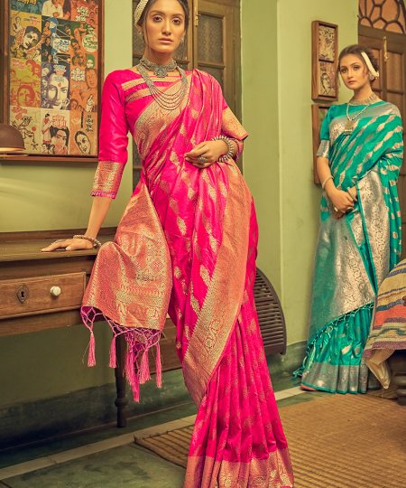 Banarasi Silk Saree with Leheriya Zari Weaving - dvz0003409