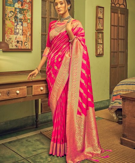 Banarasi Silk Saree with Leheriya Zari Weaving - dvz0003409