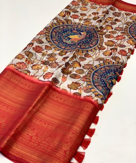 best online saree shopping with kalamkari Print (2022) - dvz0003379