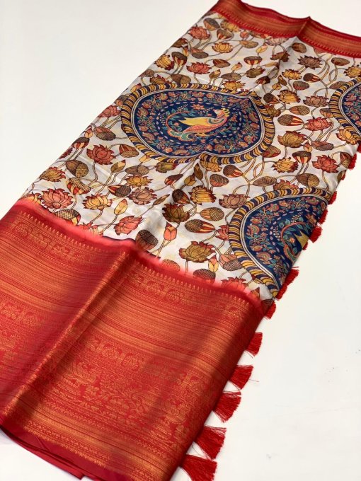 best online saree shopping with kalamkari Print (2022) - dvz0003379