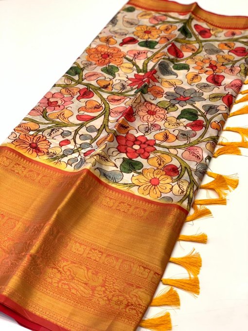 best online saree shopping with kalamkari Print (2022) - dvz0003380