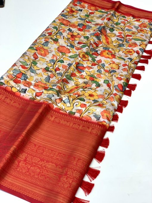 best online saree shopping with kalamkari Print (2022) - dvz0003381