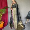 black color Traditional silk woven wedding wear saree dvz0003435