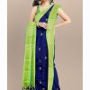 Blue Cotton Silk Gold Weaving Border - dvz0003322