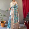 Blue Tusser Sarees with Kalamkari Prints all over - dvz0003292