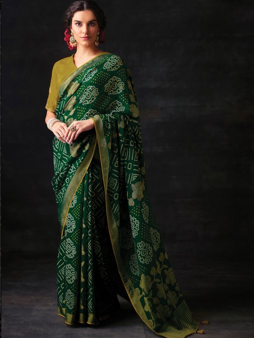 Brasso Silk Bandhani Printed Paithani Silk Saree online only - dvz0003425