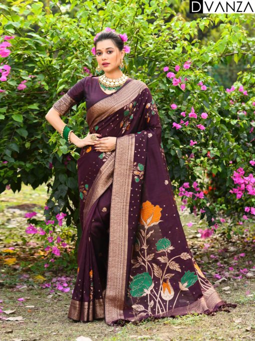 brown Tussar Silk Party wear Saree dvz0003895