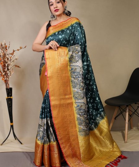 Digital Kalamkari Printed Saree buy with rich pallu online - dvz0003417