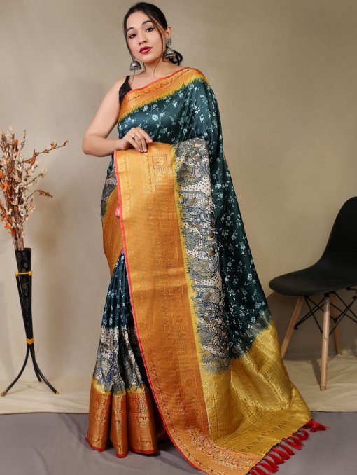 Digital Kalamkari Printed Saree buy with rich pallu online - dvz0003417