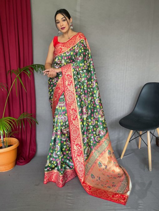 Beautiful Kalamkari Paithani Silk Saree Online India (2022) - dvz0003383