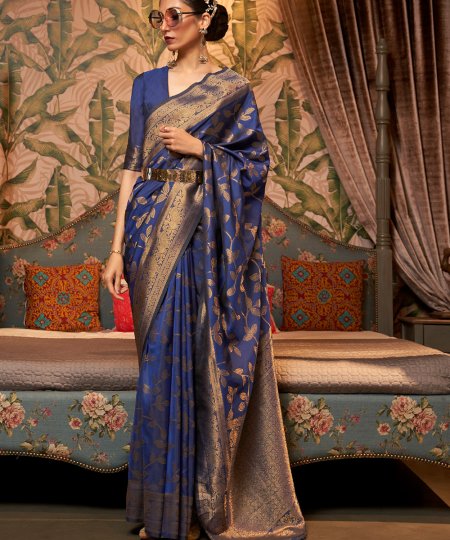 Buy Silk Saree in Blue Color Online - dvz0003394