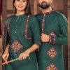 Celebrate Navratri in Style with Twinning Embroidered Kurta and Kurti Sets white green