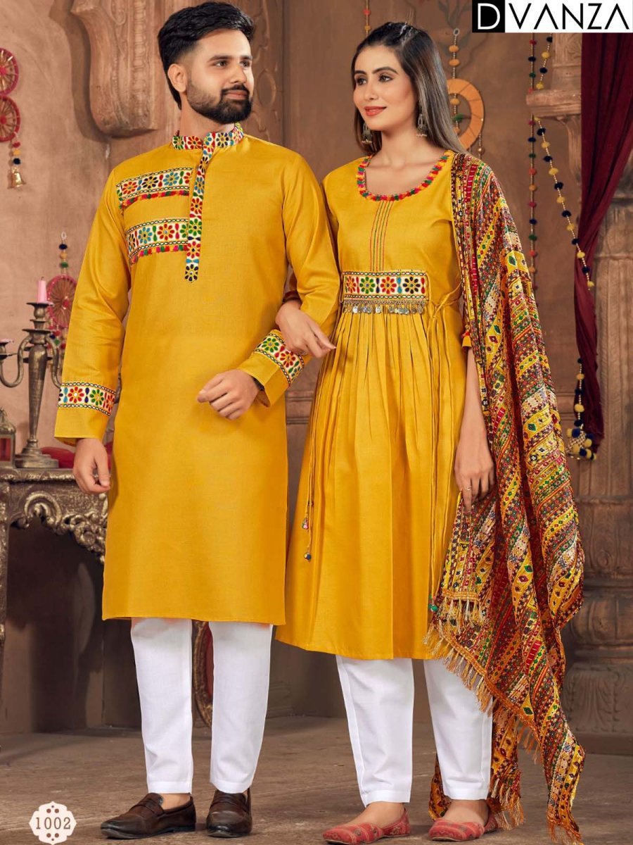 Celebrate Navratri in Style with Twinning Embroidered Kurta and Kurti Sets yellow