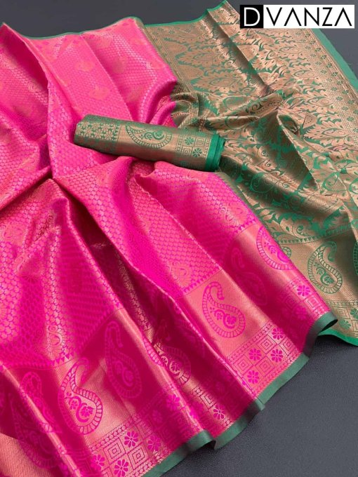 dark pink Soft Silk Traditional woven Saree dvz0003536