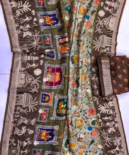 Dola Silk with Varli Zari Weaved Border - Elevate Your Wardrobe with Elegance