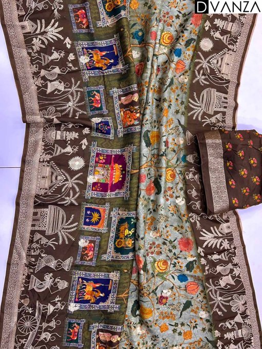 Dola Silk with Varli Zari Weaved Border - Elevate Your Wardrobe with Elegance