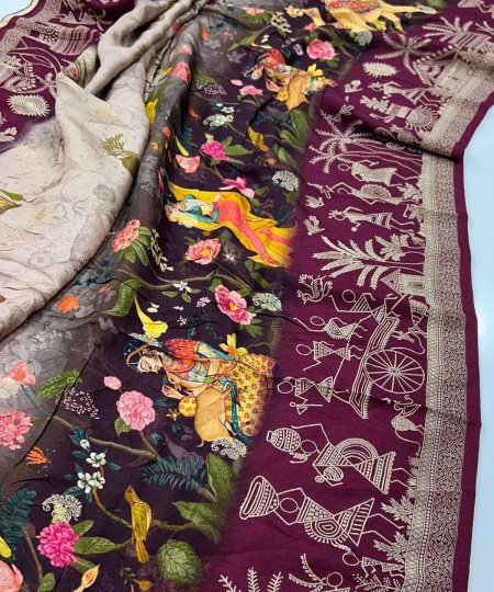 Dola Silk with Varli Zari Weaved Border - Elevate Your Wardrobe with Elegance