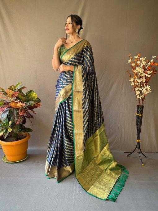 dvanza Blue Banarasi Beautiful Patola Saree dvz0003191