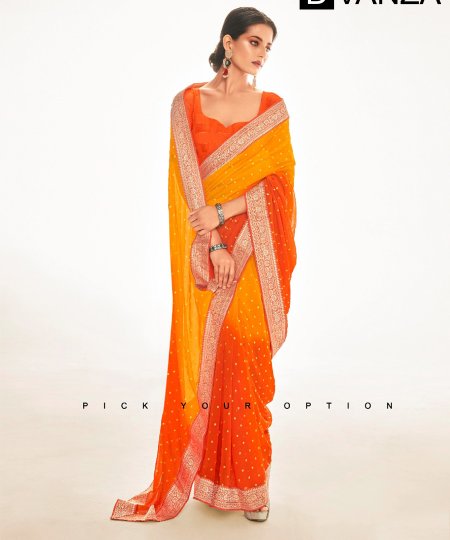 Diwali Special Two shaded Heavy Georgette saree DVZ0003495