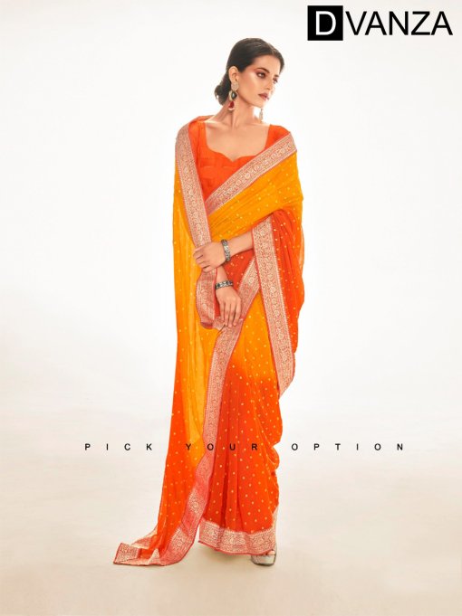 Diwali Special Two shaded Heavy Georgette saree DVZ0003495