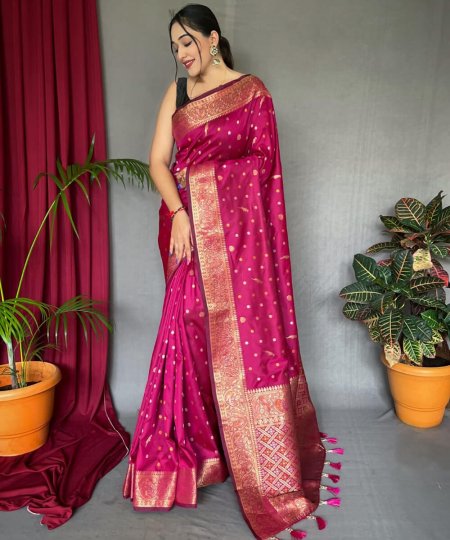 dvanza Latest pink Festive wear Silk Woven Saree DVZ0003496