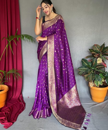 dvanza Latest purple Festive wear Silk Woven Saree DVZ0003496