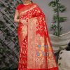 dvanza Stunning Red Banarasi Art silk saree dvz0003521-3