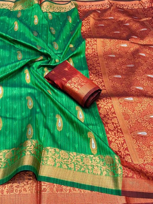 dvanza Trendy Green Soft Silk Saree DVZ0003502