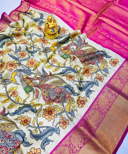 dvanza Womens Beautiful Pattu Kalamkari saree dvz0003522