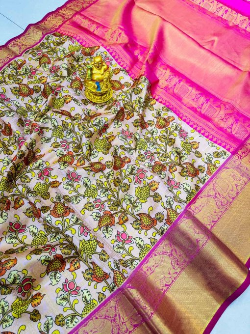 dvanza Womens Beautiful Pattu Kalamkari saree dvz0003523